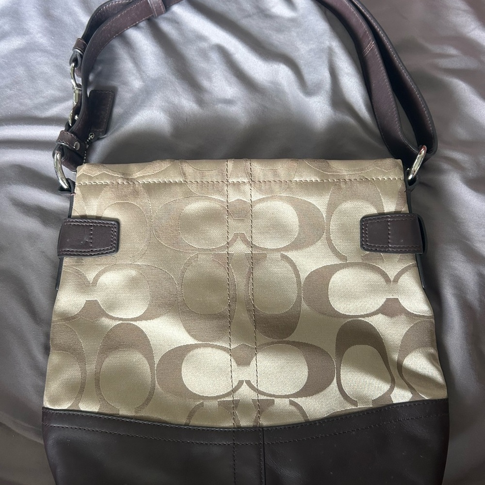 Coach Brown and Tan Shoulder Bag